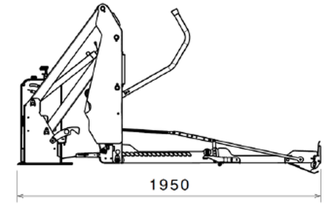 SENTOR lift açık konum yan görünüş, toplam uzunluk 1950 mm